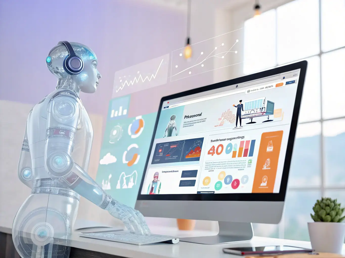 A vibrant image showcasing various AI tools used in education, such as a chatbot interface, a data analysis dashboard, and an automated content creation tool, all displayed on a laptop screen.